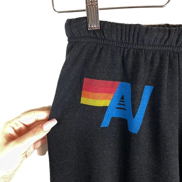 Aviator Nation Logo Celsius High Rise Jogger Sweatpants Charcoal Size S - Picture 2 of 9